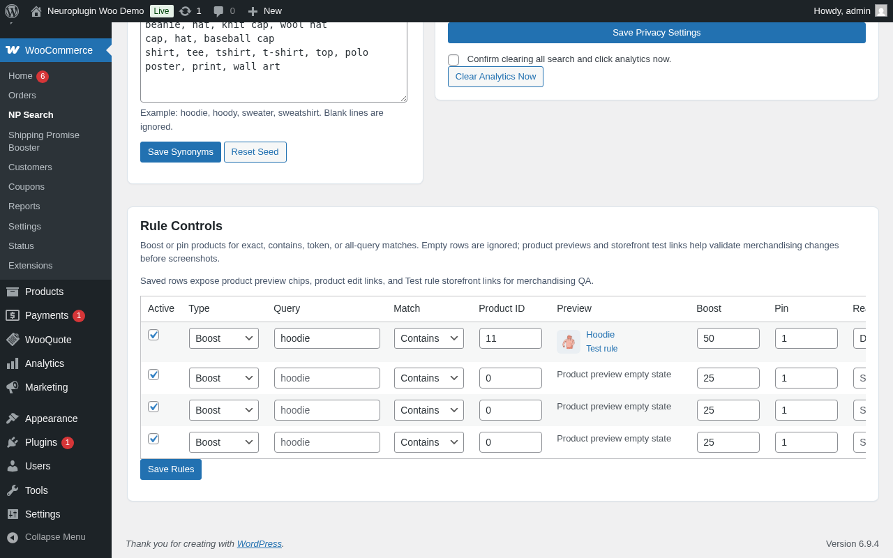 Merchandising rule preview — see how the SERP changes before saving.