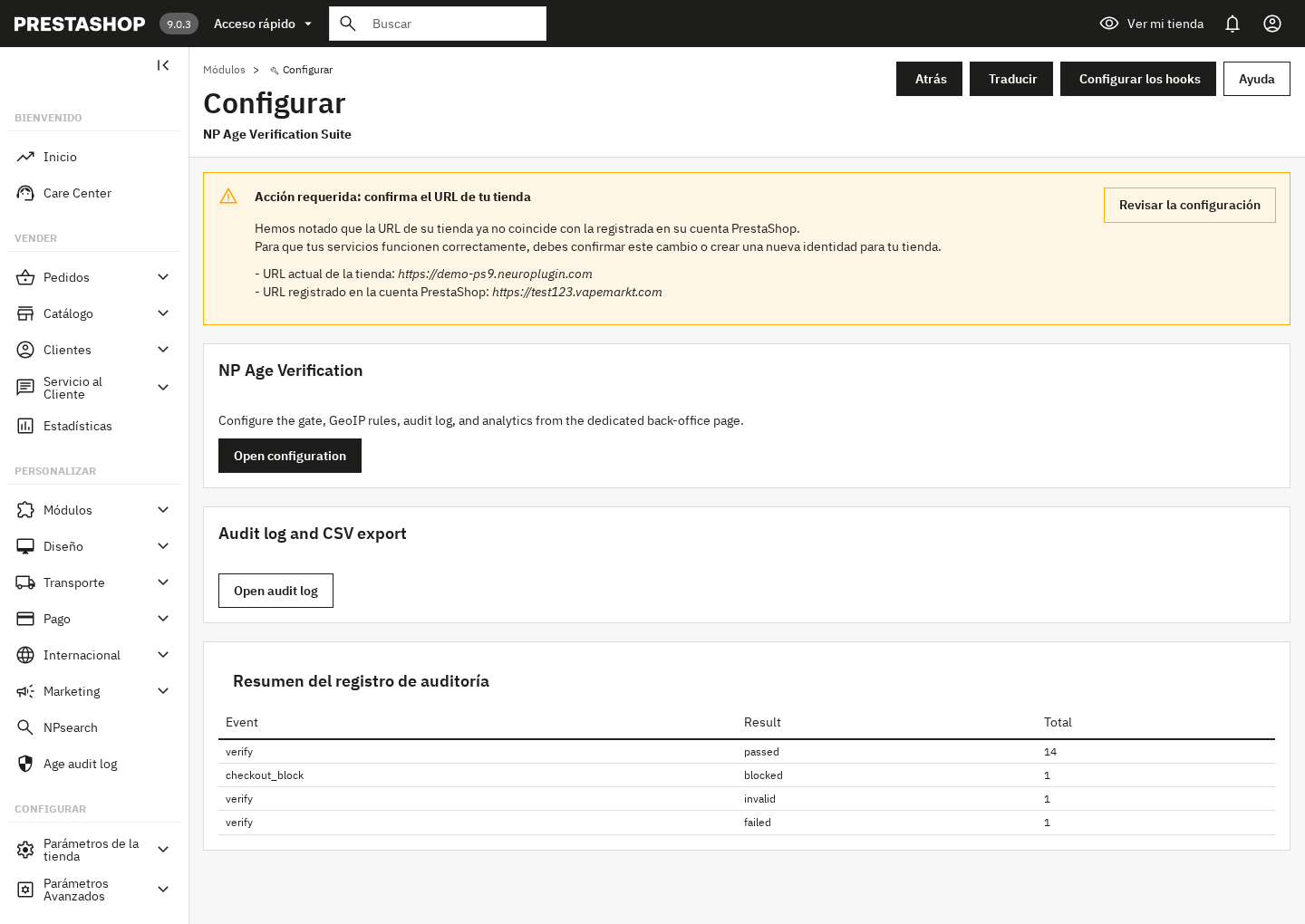 NP Age Verification Suite &mdash; back-office module configure page