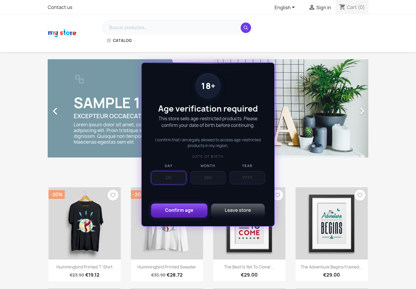 NP Age Verification Suite &mdash; Neon theme on PrestaShop 8