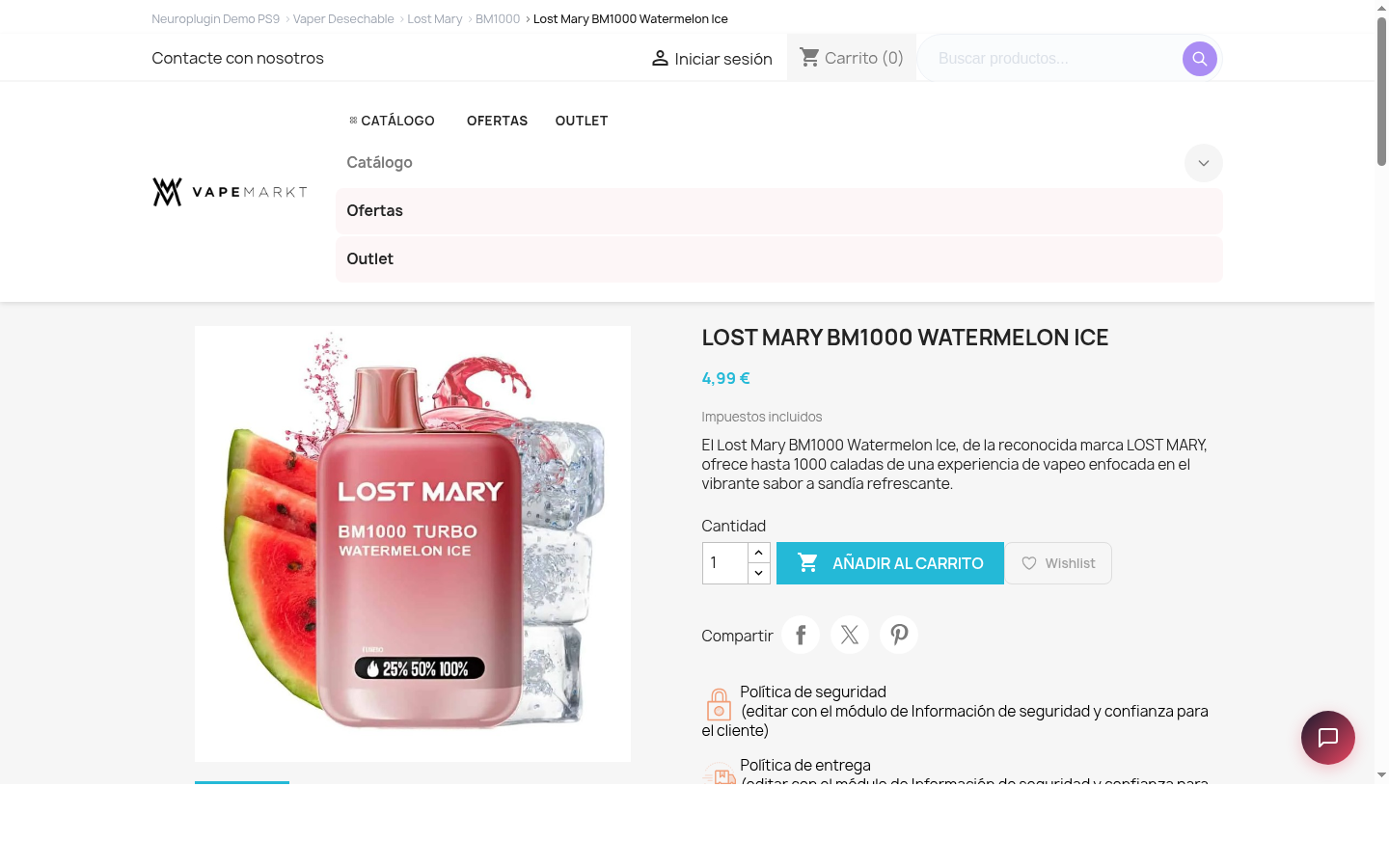 NP Wishlist PrestaShop 9 product page