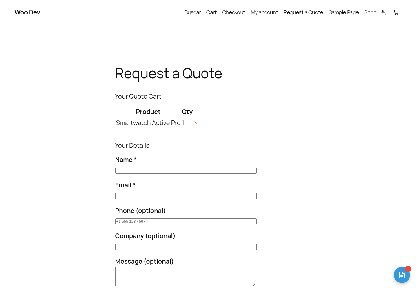 WooQuote frontend quote submitted confirmation